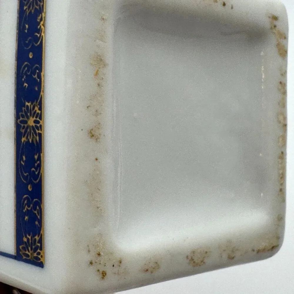 Imari Style Porcelain Bud Vase Square Floral Gold Gilt Blue Orange 8